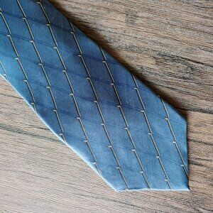 Vintage Graham & Lockwood of London Silk Tie, Elegant Slate Blue Diamond Pattern